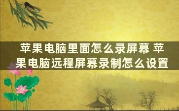 苹果电脑里面怎么录屏幕 苹果电脑远程屏幕录制怎么设置